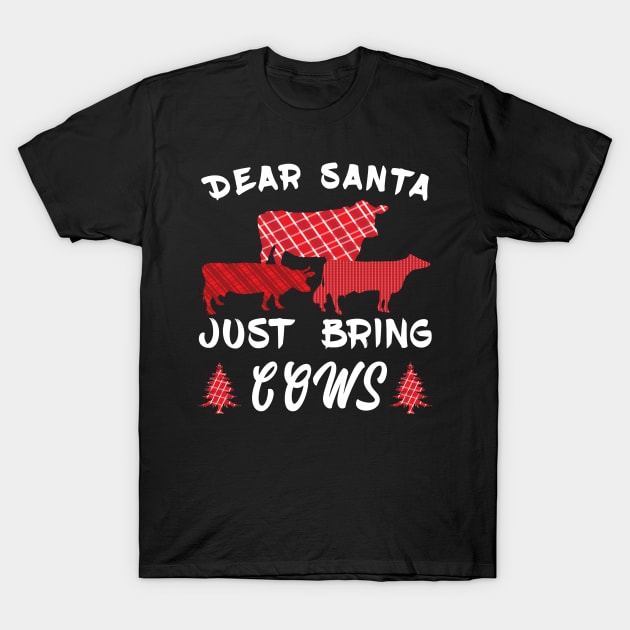 Dear Santa Just Bring Cows Christmas Cow Christmas Tree Gift T-Shirt by melmahameed